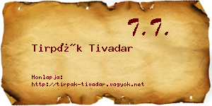 Tirpák Tivadar névjegykártya